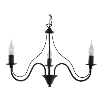Luster na lancu MINERWA 3, 3xE14/40W/230V, crne boje