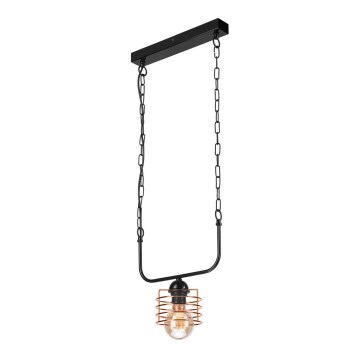 Luster na lancu MORGAN 1xE27/60W/230V crni/bakreni