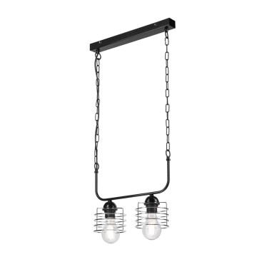 Luster na lancu MORGAN 2xE27/60W/230V crna/hrom