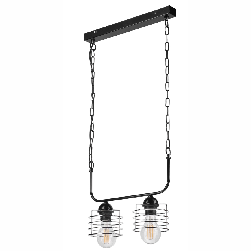 Luster na lancu MORGAN 2xE27/60W/230V crna/hrom