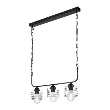 Luster na lancu MORGAN 3xE27/60W/230V crna/hrom