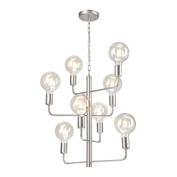 Luster na lancu ORLANDO 8xE27/60W/230V, srebrne boje