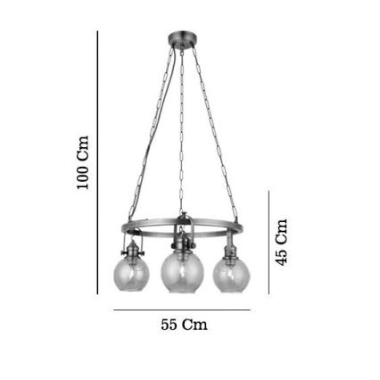 Luster na lancu POLINO 3xE27/40W/230V bronzan