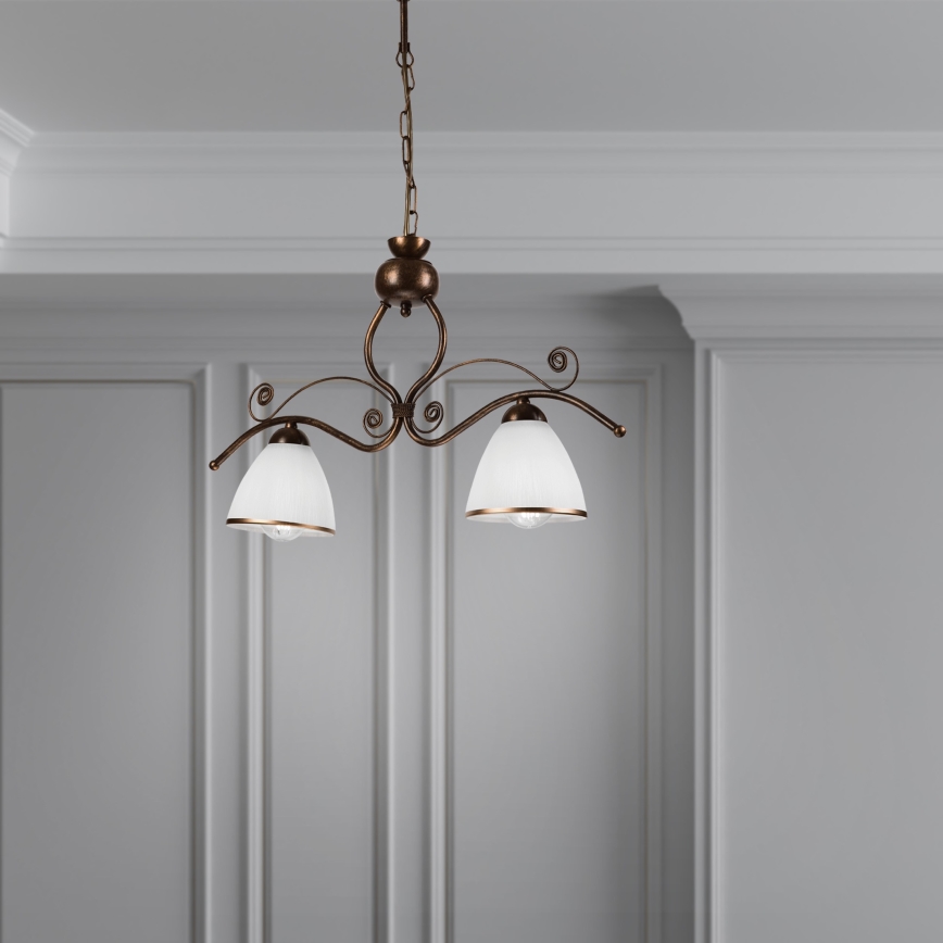 Luster na lancu RETRO 2xE27/60W/230V bakarna/patina