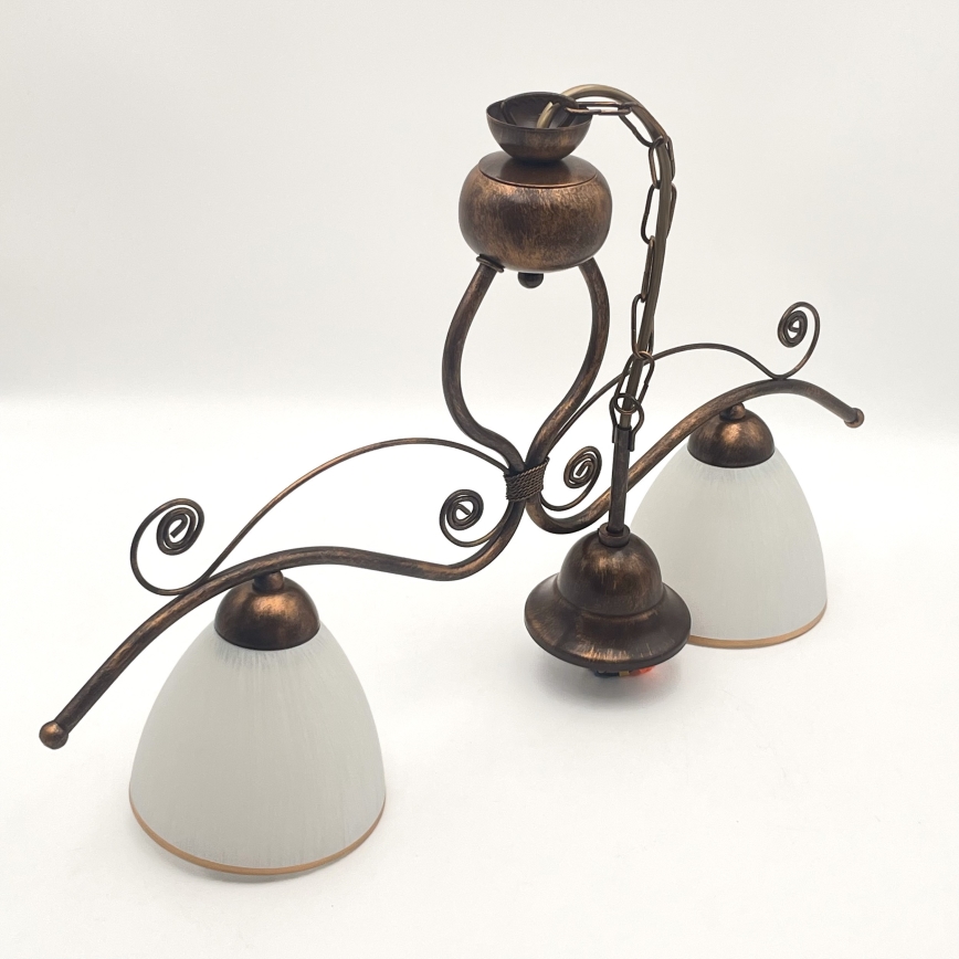 Luster na lancu RETRO 2xE27/60W/230V bakarna/patina