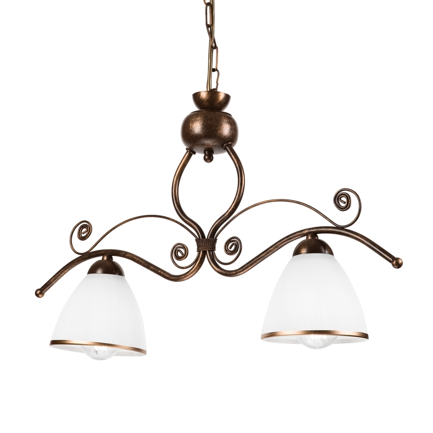 Luster na lancu RETRO 2xE27/60W/230V bakarna/patina