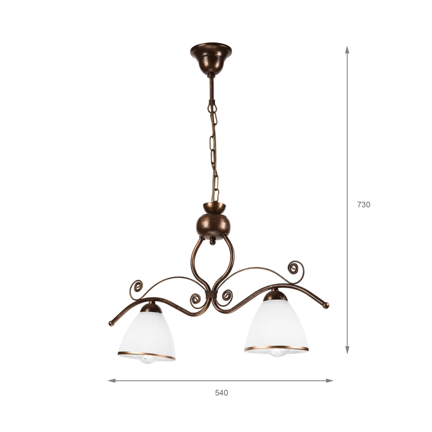 Luster na lancu RETRO 2xE27/60W/230V bakarna/patina