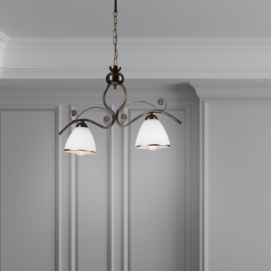 Luster na lancu RETRO 2xE27/60W/230V bronzan/patina