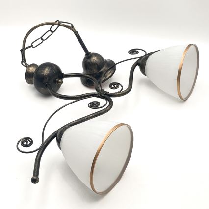 Luster na lancu RETRO 2xE27/60W/230V bronzan/patina