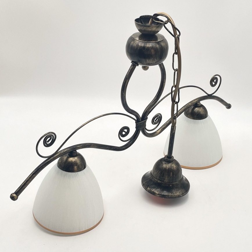 Luster na lancu RETRO 2xE27/60W/230V bronzan/patina