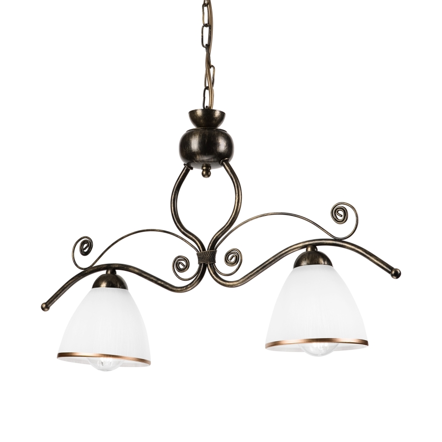 Luster na lancu RETRO 2xE27/60W/230V bronzan/patina