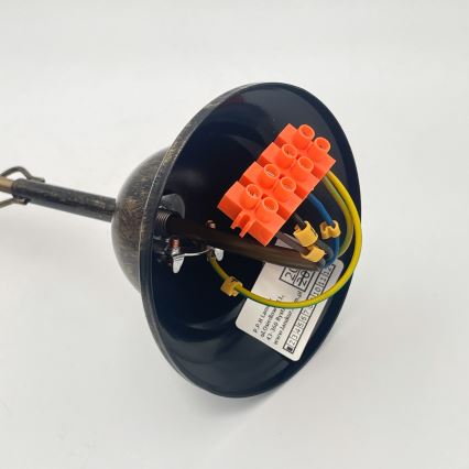 Luster na lancu RETRO 2xE27/60W/230V bronzan/patina