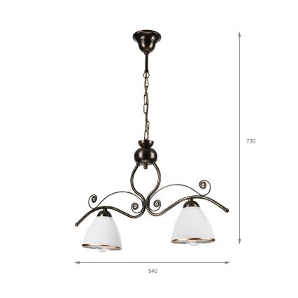 Luster na lancu RETRO 2xE27/60W/230V bronzan/patina