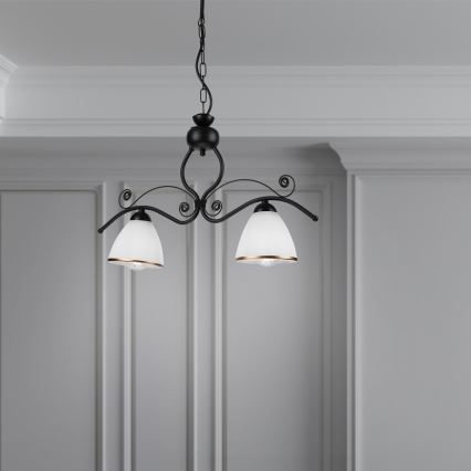 Luster na lancu RETRO 2xE27/60W/230V mat crne boje