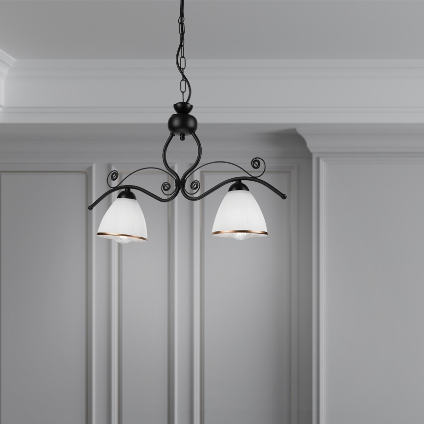 Luster na lancu RETRO 2xE27/60W/230V mat crne boje
