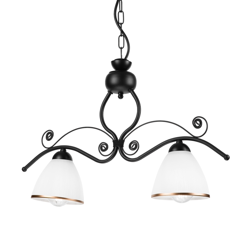 Luster na lancu RETRO 2xE27/60W/230V mat crne boje