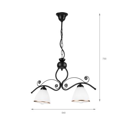 Luster na lancu RETRO 2xE27/60W/230V mat crne boje