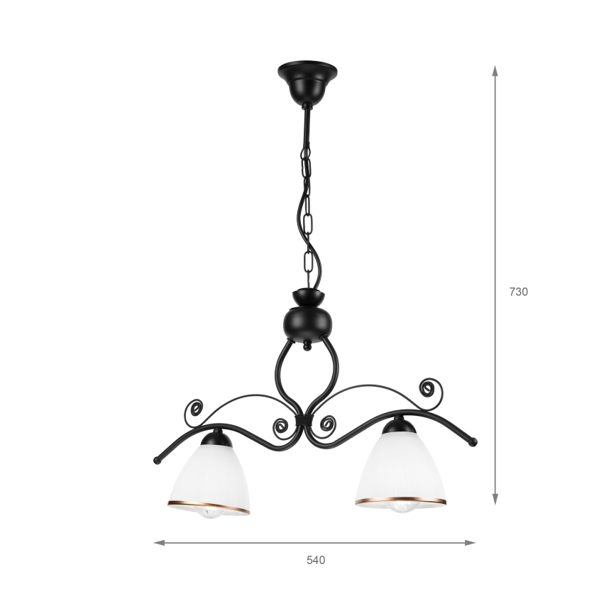 Luster na lancu RETRO 2xE27/60W/230V mat crne boje