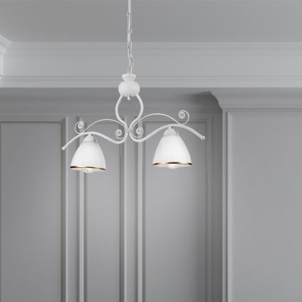 Luster na lancu RETRO 2xE27/60W/230V u mat beloj boji