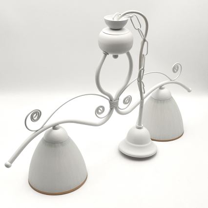 Luster na lancu RETRO 2xE27/60W/230V u mat beloj boji