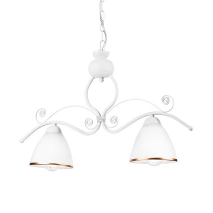 Luster na lancu RETRO 2xE27/60W/230V u mat beloj boji