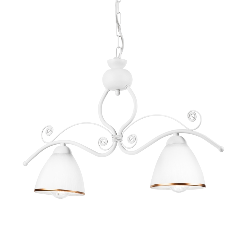 Luster na lancu RETRO 2xE27/60W/230V u mat beloj boji