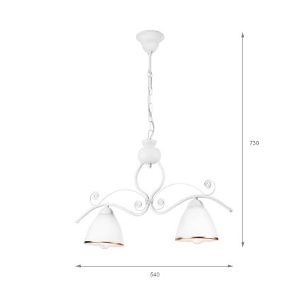 Luster na lancu RETRO 2xE27/60W/230V u mat beloj boji