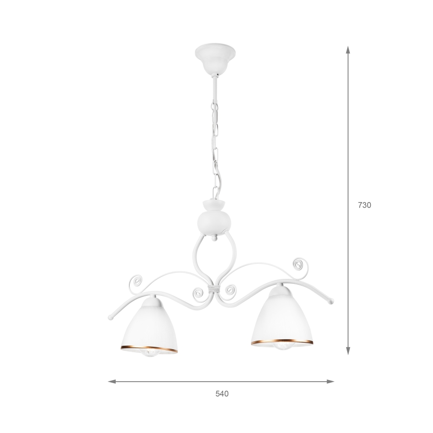 Luster na lancu RETRO 2xE27/60W/230V u mat beloj boji