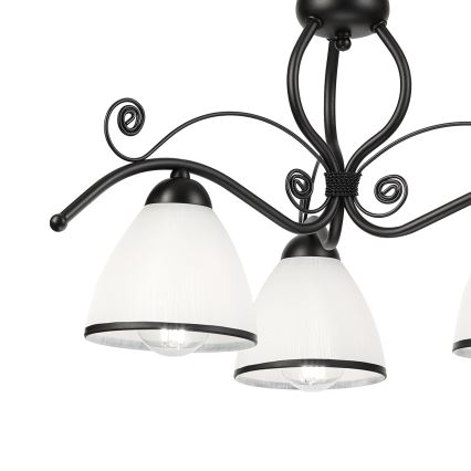 Luster na lancu RETRO 3xE27/60W/230V crna/bela