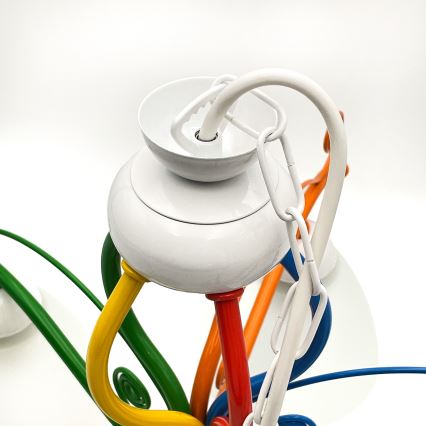 Luster na lancu RETRO 5xE27/60W/230V beli/šaren