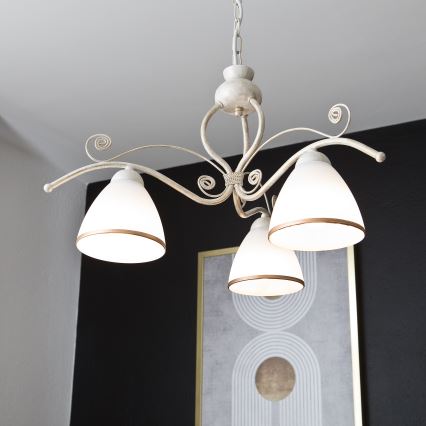 Luster na lancu RETRO II 3xE27/60W/230V bela patina