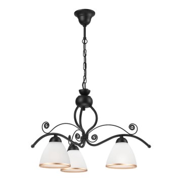 Luster na lancu RETRO II 3xE27/60W/230V crna mat