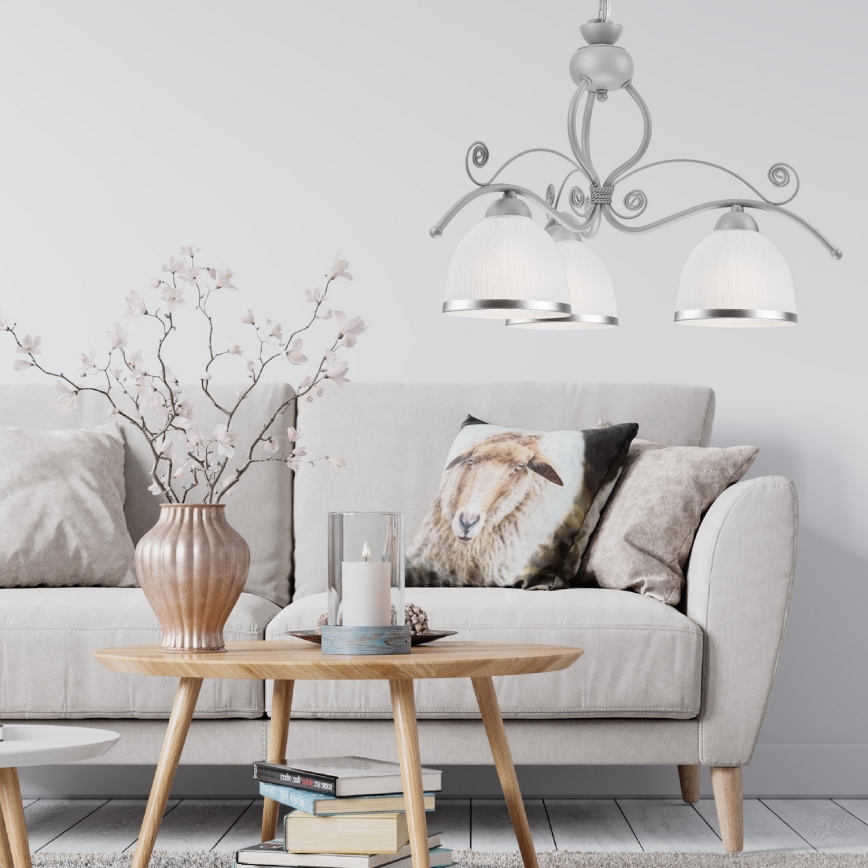 Luster na lancu RETRO II 3xE27/60W/230V, srebrne boje