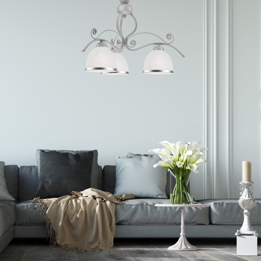 Luster na lancu RETRO II 3xE27/60W/230V, srebrne boje