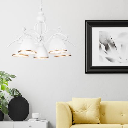 Luster na lancu RETRO II 5xE27/60W/230V bela