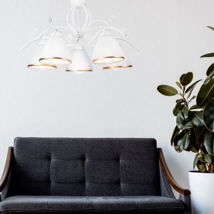 Luster na lancu RETRO II 5xE27/60W/230V bela