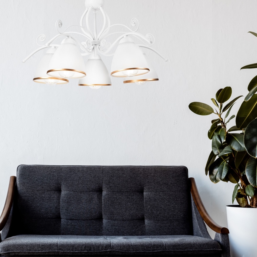 Luster na lancu RETRO II 5xE27/60W/230V bela