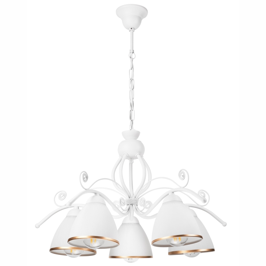 Luster na lancu RETRO II 5xE27/60W/230V bela