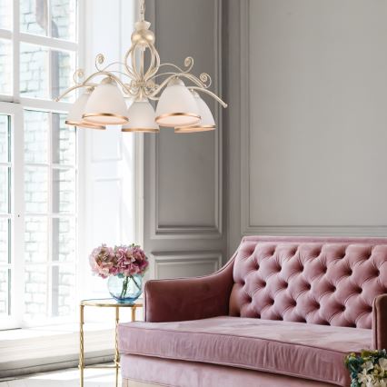 Luster na lancu RETRO II 5xE27/60W/230V bela patina