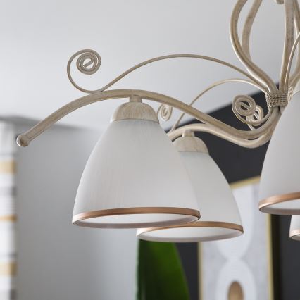 Luster na lancu RETRO II 5xE27/60W/230V bela patina