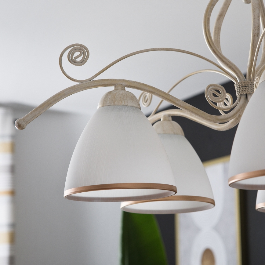 Luster na lancu RETRO II 5xE27/60W/230V bela patina