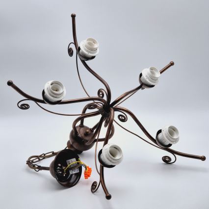 Luster na lancu RETRO II 5xE27/60W/230V bronza s patinom