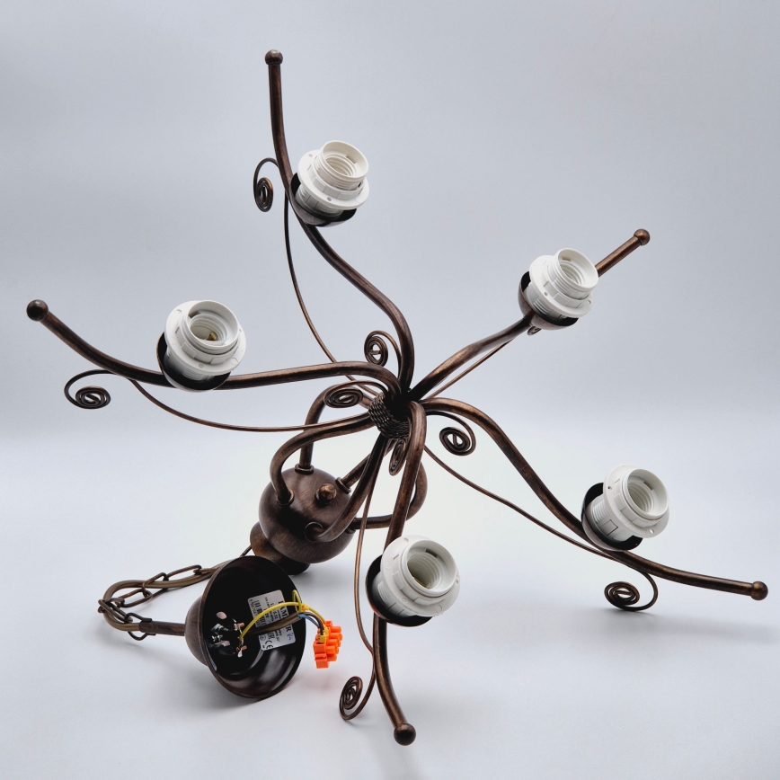 Luster na lancu RETRO II 5xE27/60W/230V bronza s patinom