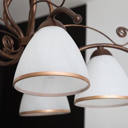 Luster na lancu RETRO II 5xE27/60W/230V bronza s patinom