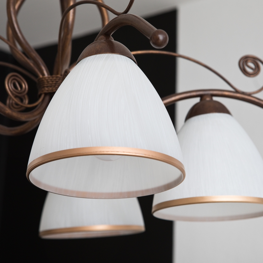 Luster na lancu RETRO II 5xE27/60W/230V bronza s patinom