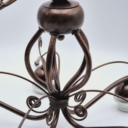 Luster na lancu RETRO II 5xE27/60W/230V bronza s patinom