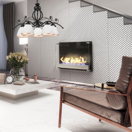 Luster na lancu RETRO II 5xE27/60W/230V crni mat