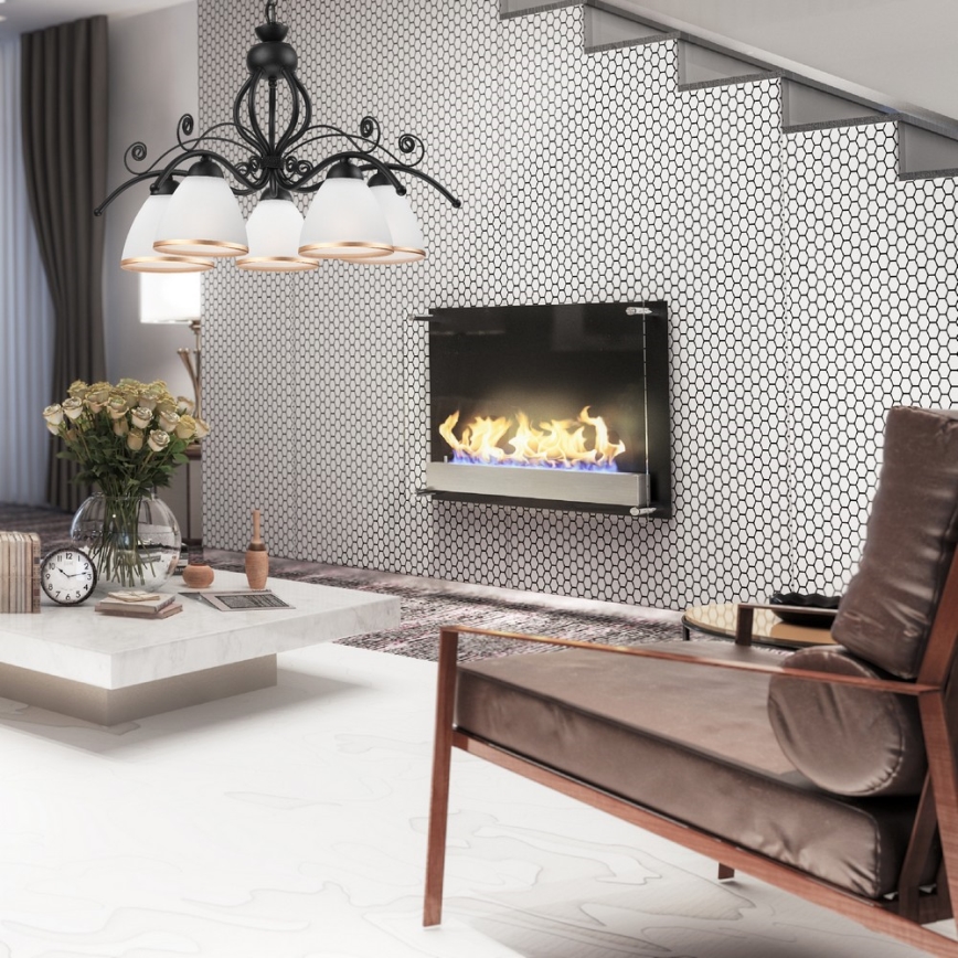 Luster na lancu RETRO II 5xE27/60W/230V crni mat