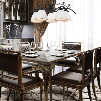 Luster na lancu RETRO II 5xE27/60W/230V crni mat