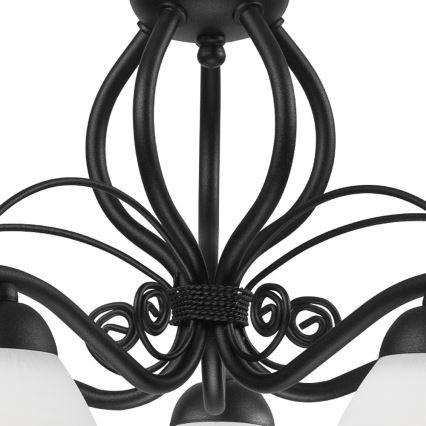 Luster na lancu RETRO II 5xE27/60W/230V crni mat